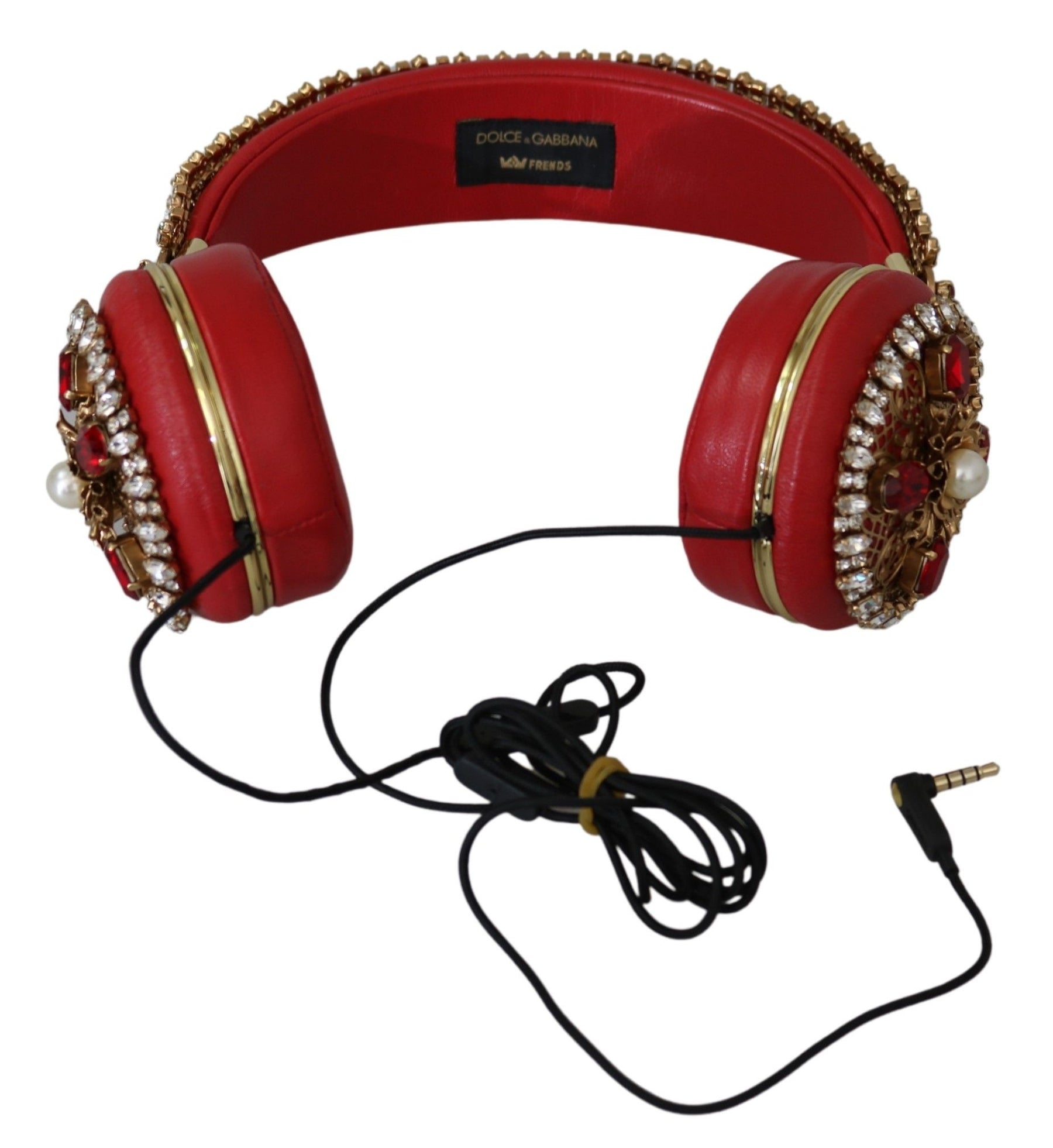 Dolce & Gabbana FRENDS Leather Red Floral Crystal Headset Headphones | Regal Royce