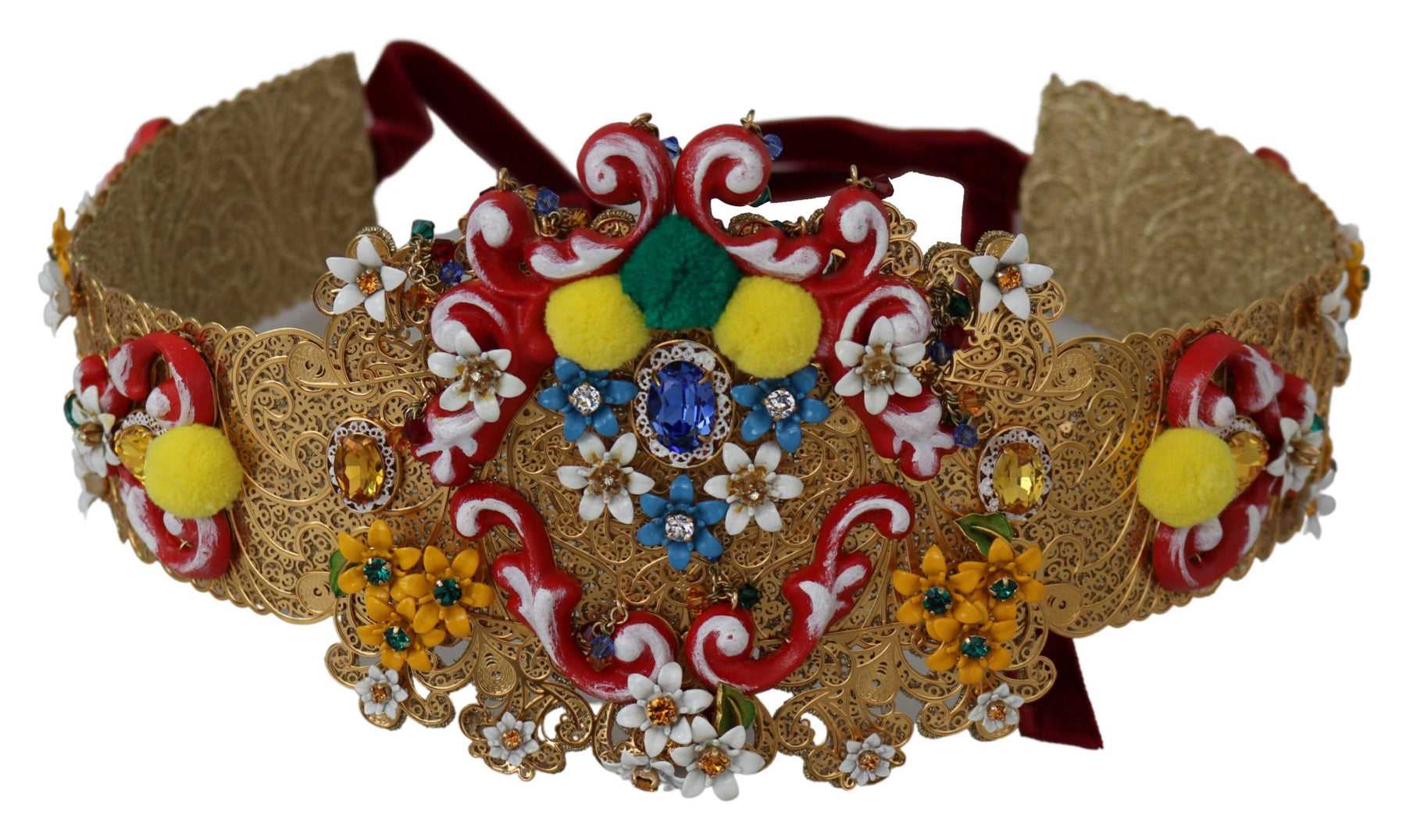 Dolce & Gabbana multicolor Embellished Floral Crystal Wide Waist Belt | Regal Royce