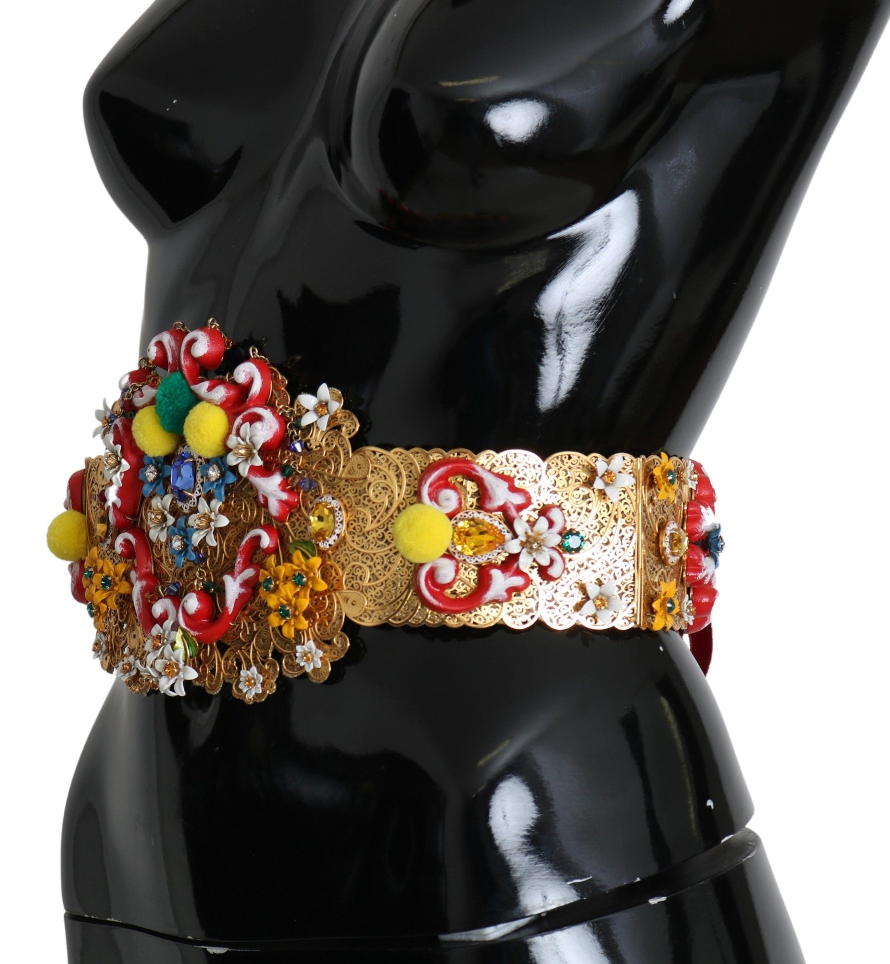Dolce & Gabbana multicolor Embellished Floral Crystal Wide Waist Belt | Regal Royce