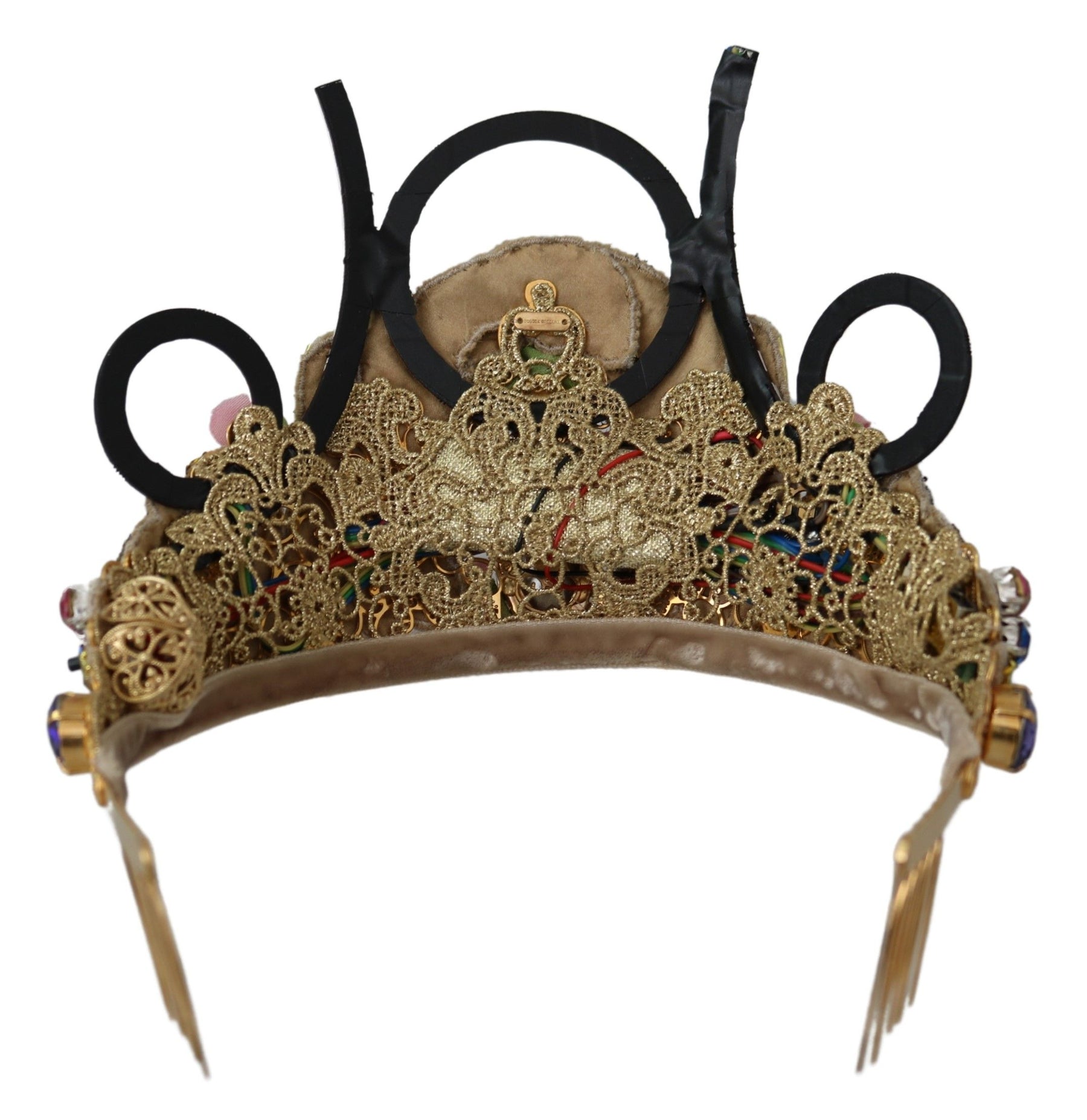 Dolce & Gabbana Gold Brass Floral Crystals LED Lights Crown Tiara Diadem | Regal Royce