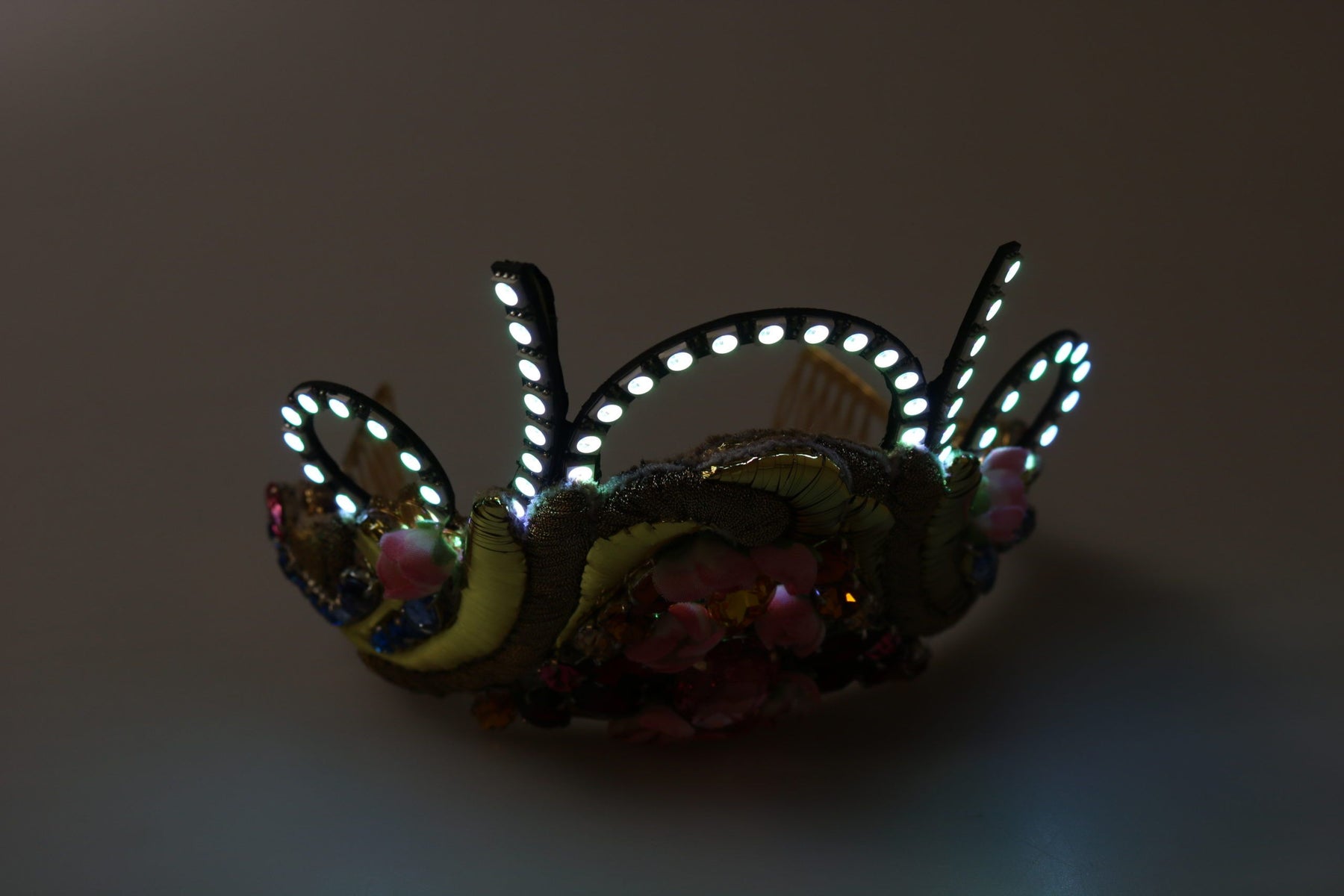 Dolce & Gabbana Gold Brass Floral Crystals LED Lights Crown Tiara Diadem | Regal Royce