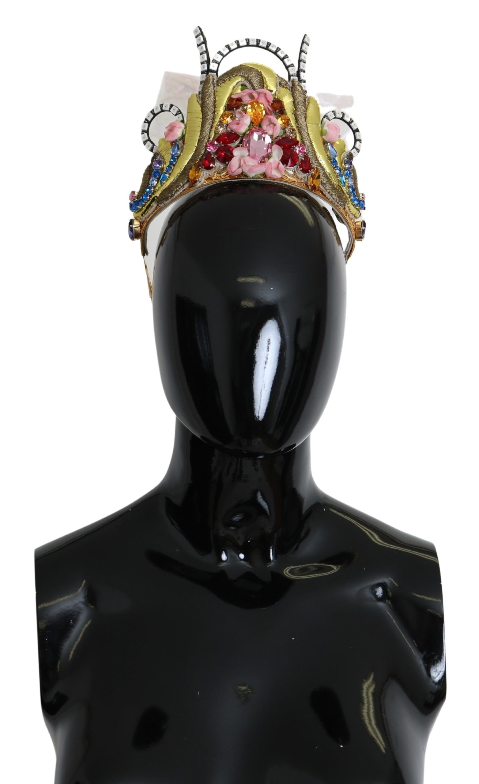 Dolce & Gabbana Gold Brass Floral Crystals LED Lights Crown Tiara Diadem | Regal Royce