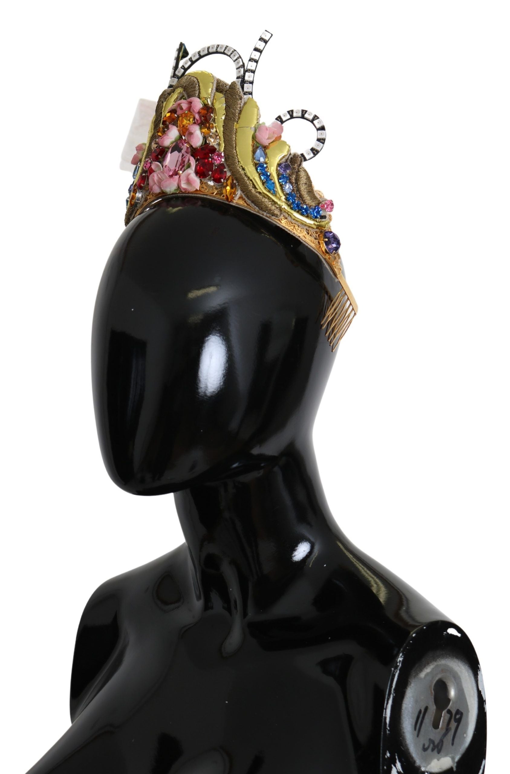 Dolce & Gabbana Gold Brass Floral Crystals LED Lights Crown Tiara Diadem | Regal Royce