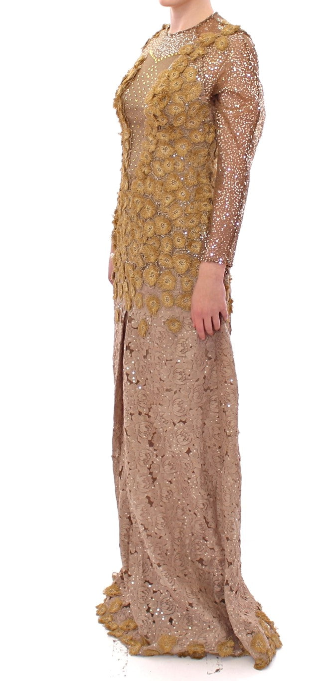 Lanre Da Silva Ajayi GOLD Long Lace Maxi Crystal Dress | Regal Royce
