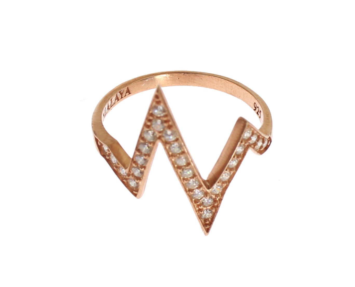 Nialaya Pink Gold 925 Silver Womens Clear Ring | Regal Royce