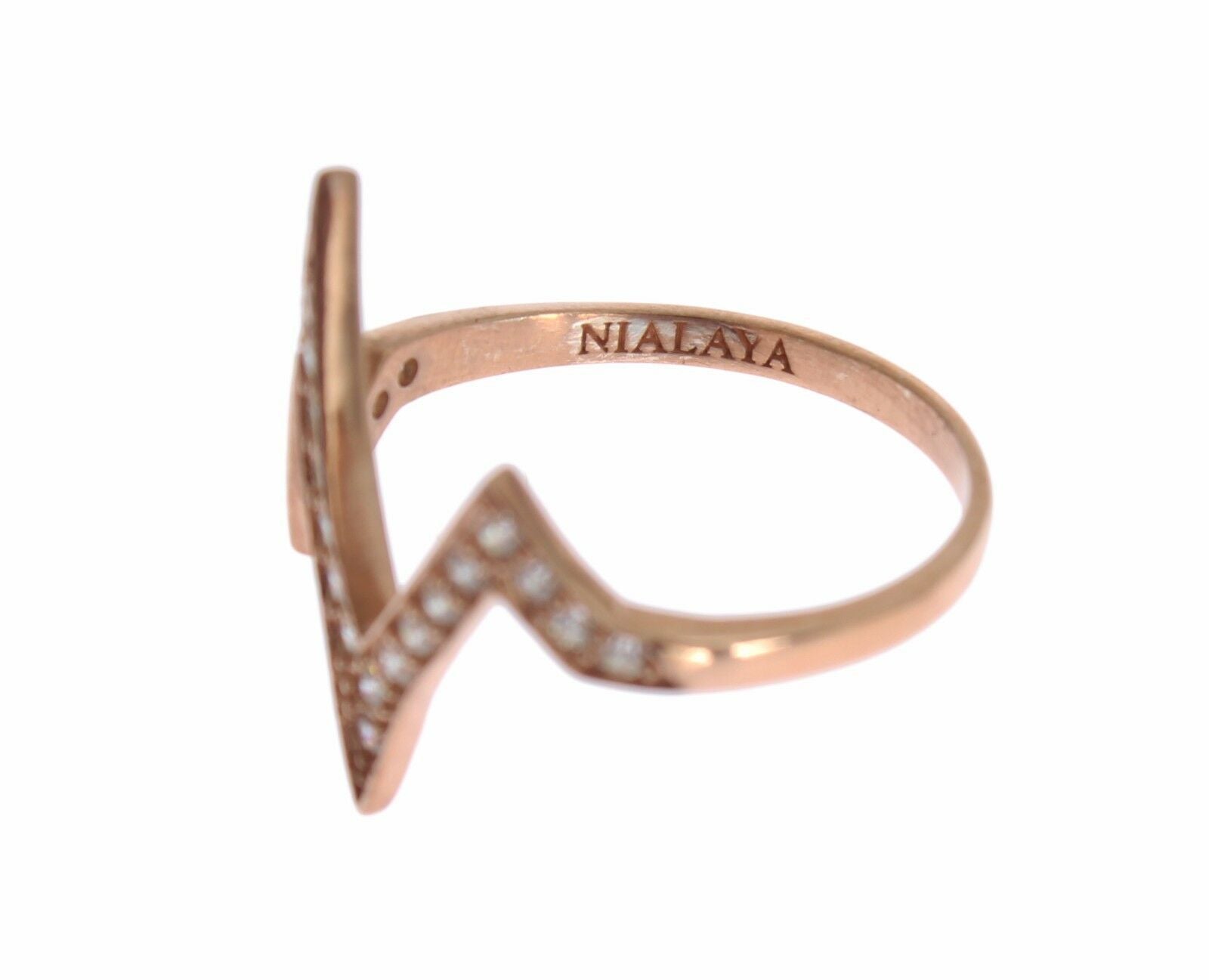 Nialaya Pink Gold 925 Silver Womens Clear Ring | Regal Royce