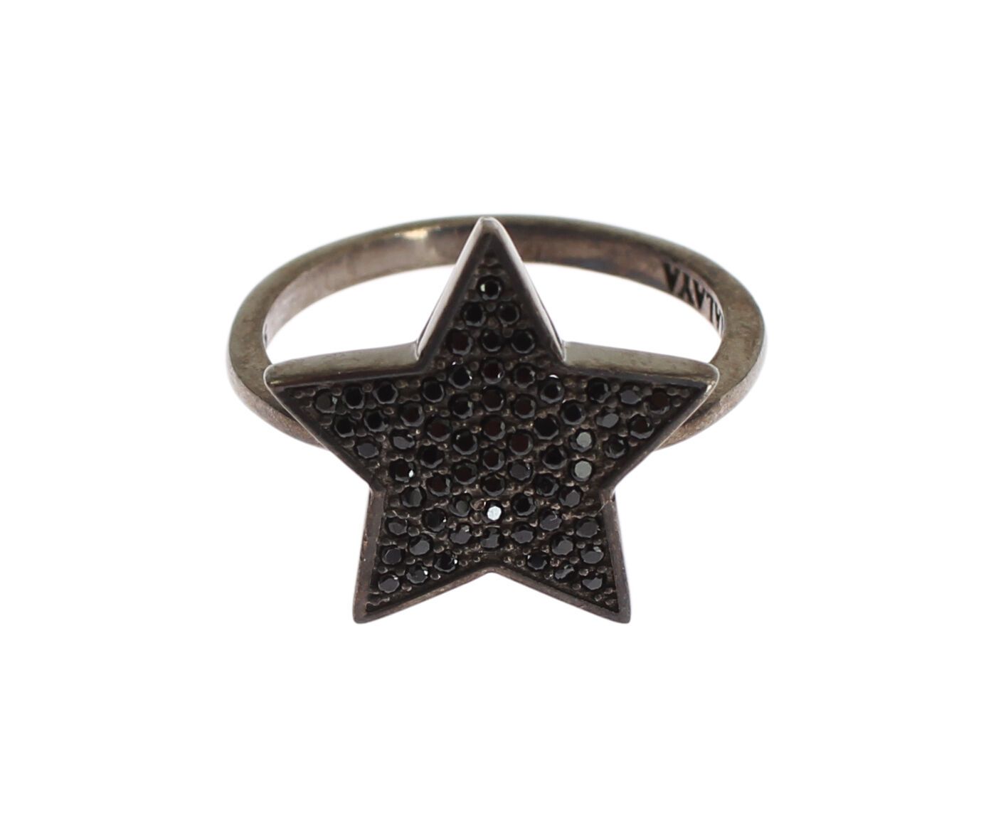 Nialaya Black CZ Star 925 Silver Womens Ring | Regal Royce