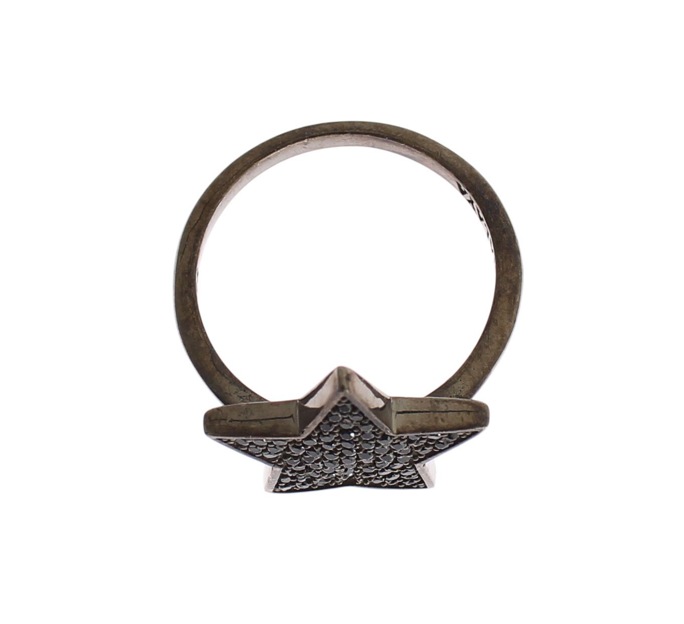 Nialaya Black CZ Star 925 Silver Womens Ring | Regal Royce