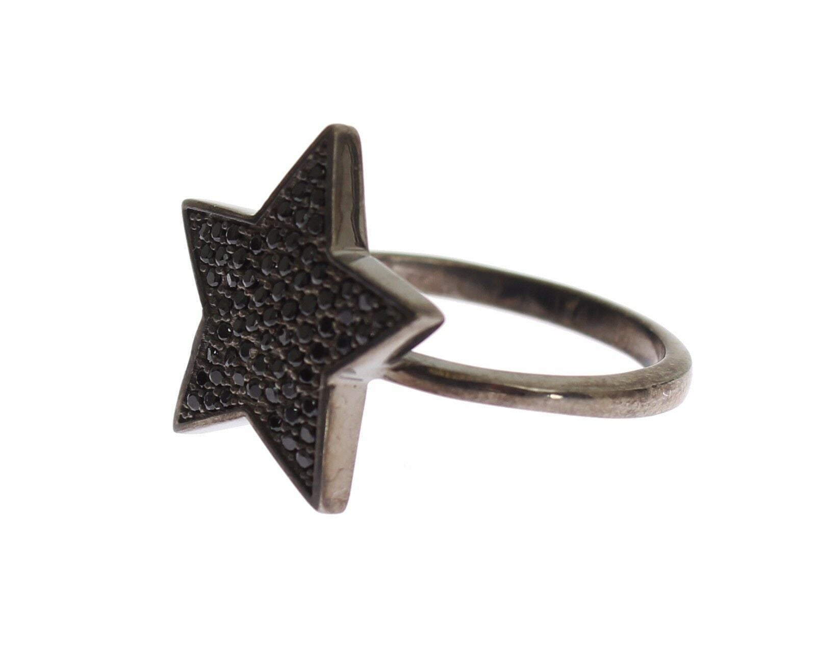 Nialaya Black CZ Star 925 Silver Womens Ring | Regal Royce