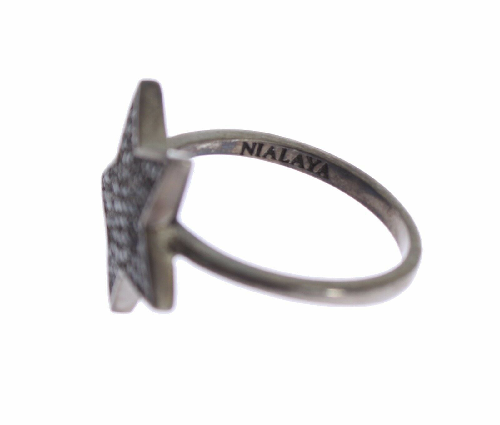 Nialaya Black CZ Star 925 Silver Womens Ring | Regal Royce