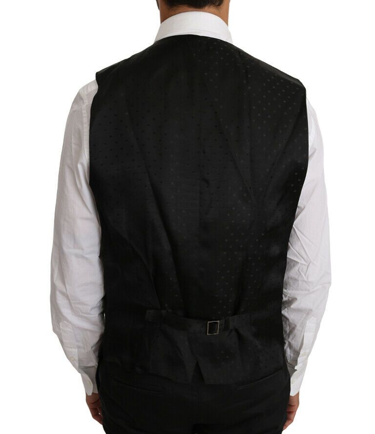 Dolce & Gabbana Black Solid Wool Silk Vest | Regal Royce