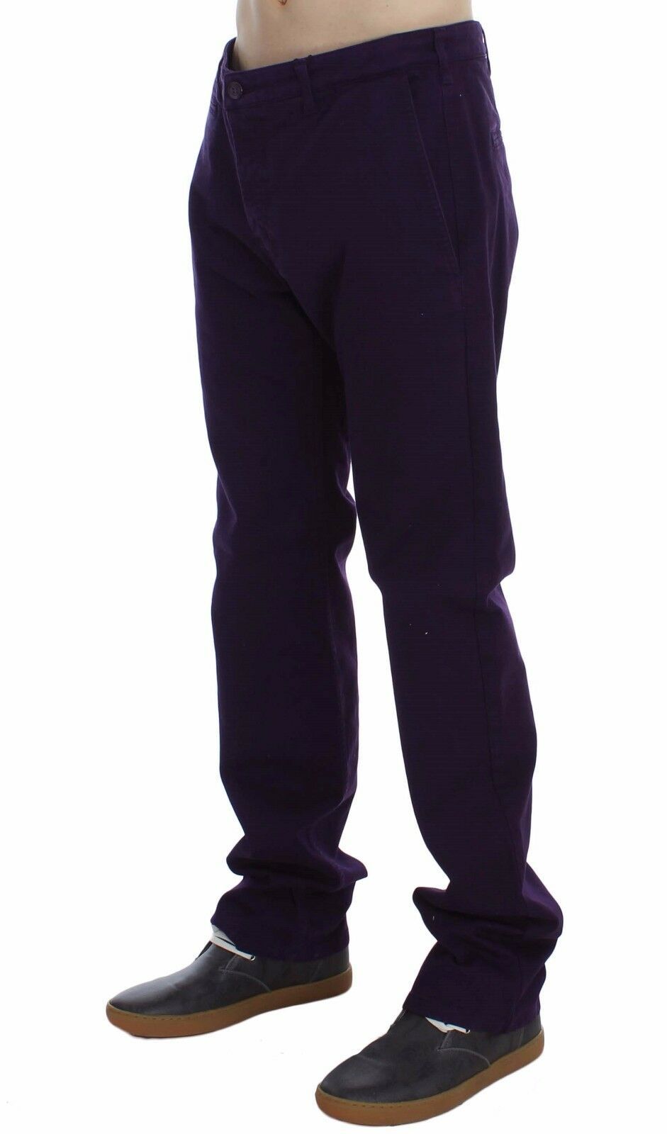 GF Ferre Purple Cotton Stretch Purple Fit  Pants | Regal Royce