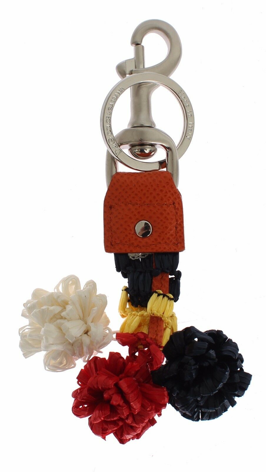 Dolce & Gabbana Multicolor Raffia Leather Clasp Finder Chain Keyring | Regal Royce