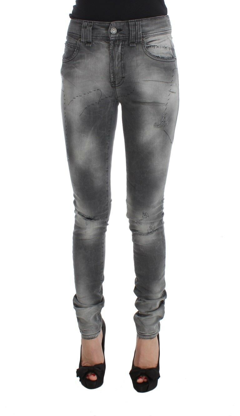 John Galliano Gray Wash Cotton Blend Slim Fit Denim Jeans Pants | Regal Royce