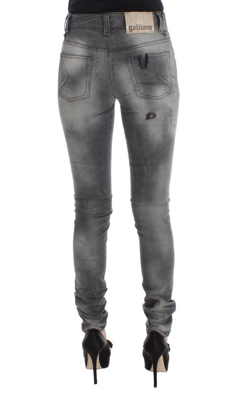 John Galliano Gray Wash Cotton Blend Slim Fit Denim Jeans Pants | Regal Royce
