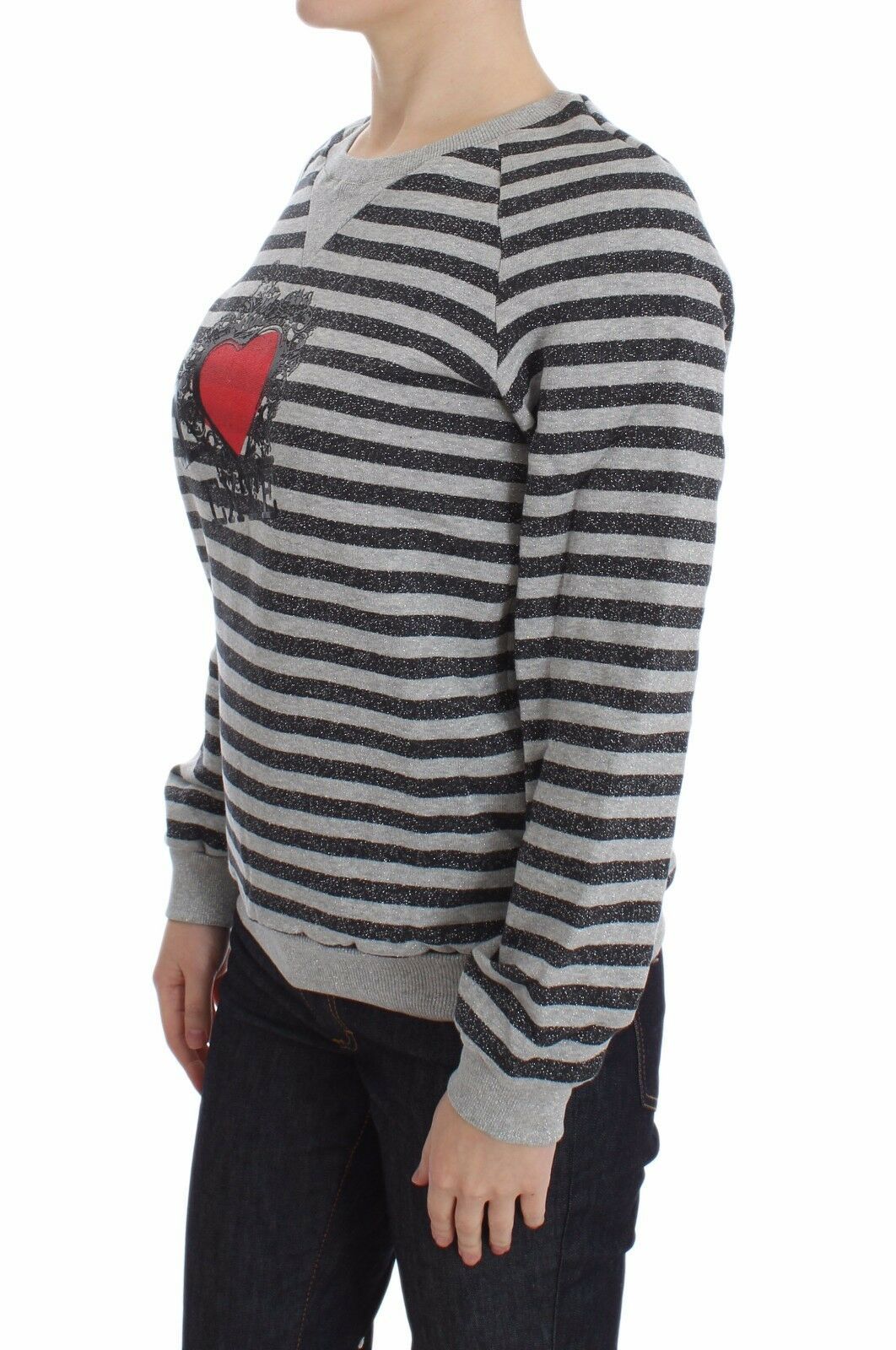 Exte Gray Striped Cotton Crewneck Sweater | Regal Royce