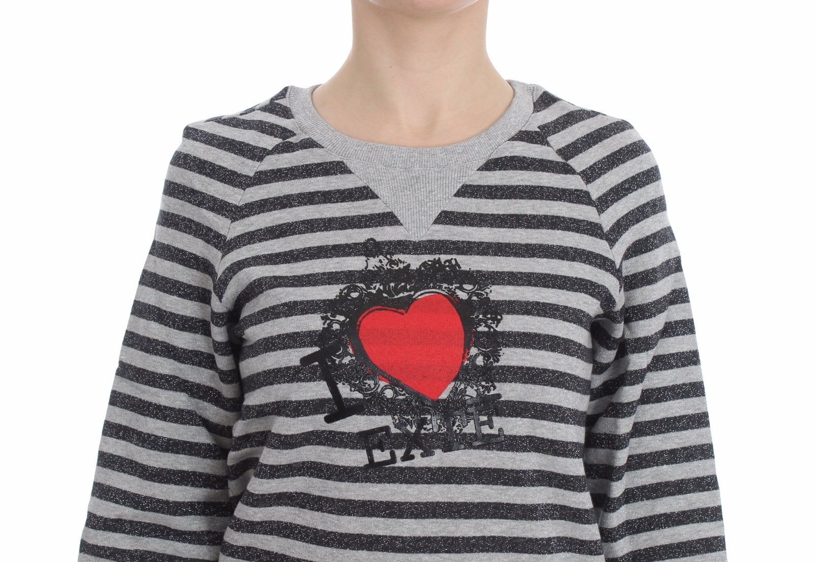Exte Gray Striped Cotton Crewneck Sweater | Regal Royce