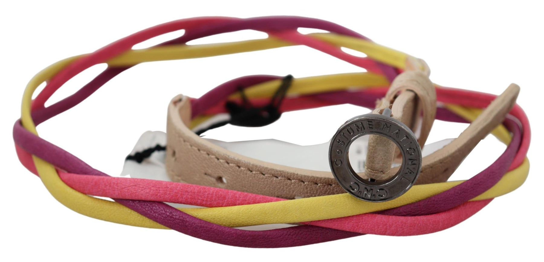 Costume National Multicolor Twisted Leather Circle Buckle Belt | Regal Royce