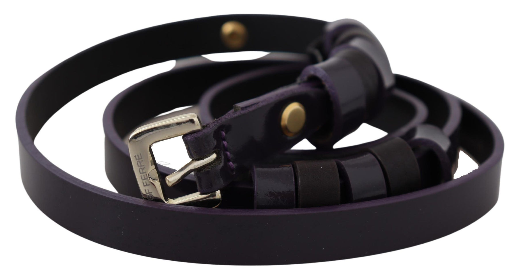 GF Ferre Black Leather Thin Gold Metal Chrome Buckle Belt | Regal Royce