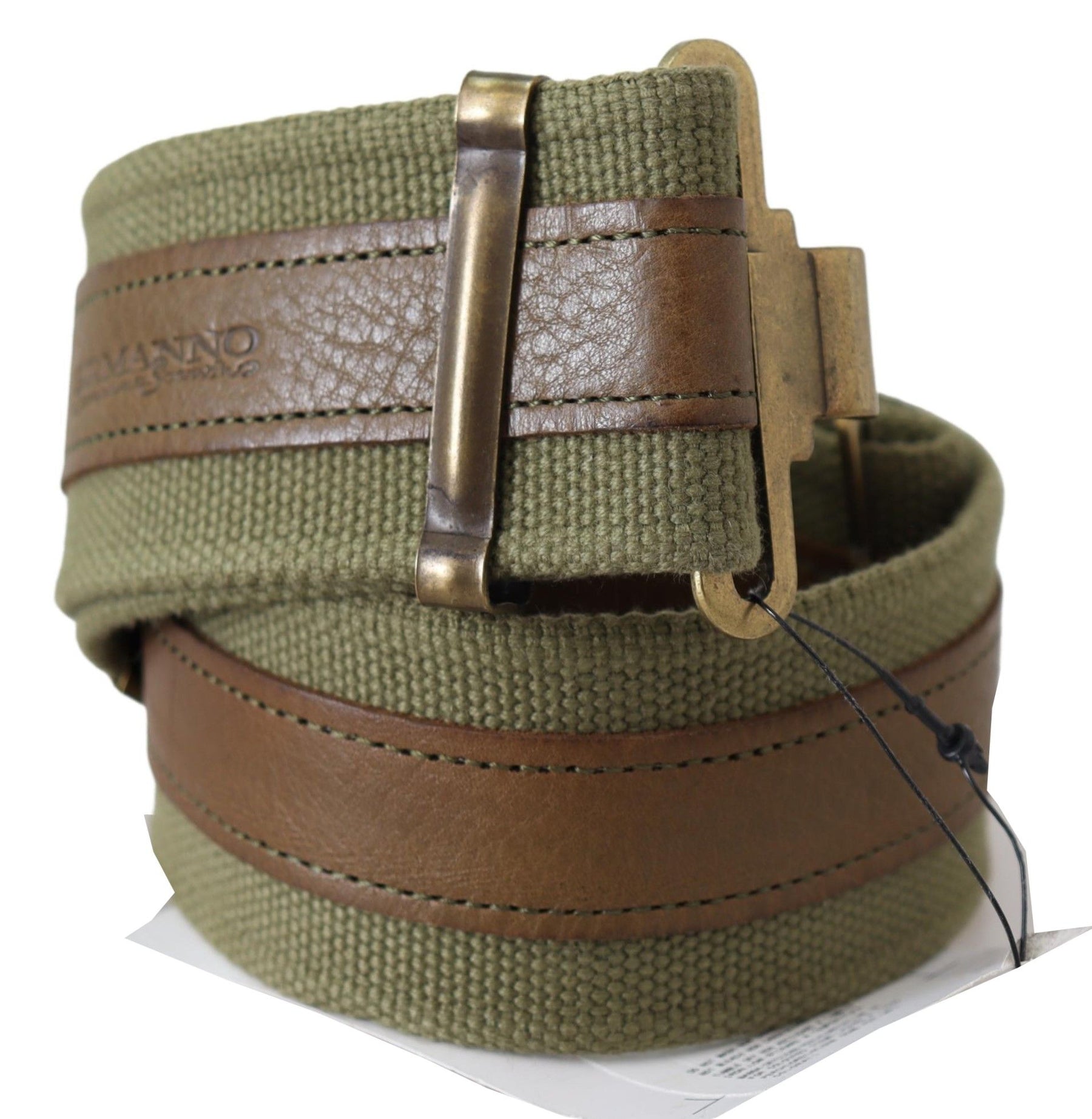 Ermanno Scervino Green Leather Rustic Bronze Buckle Army Belt | Regal Royce
