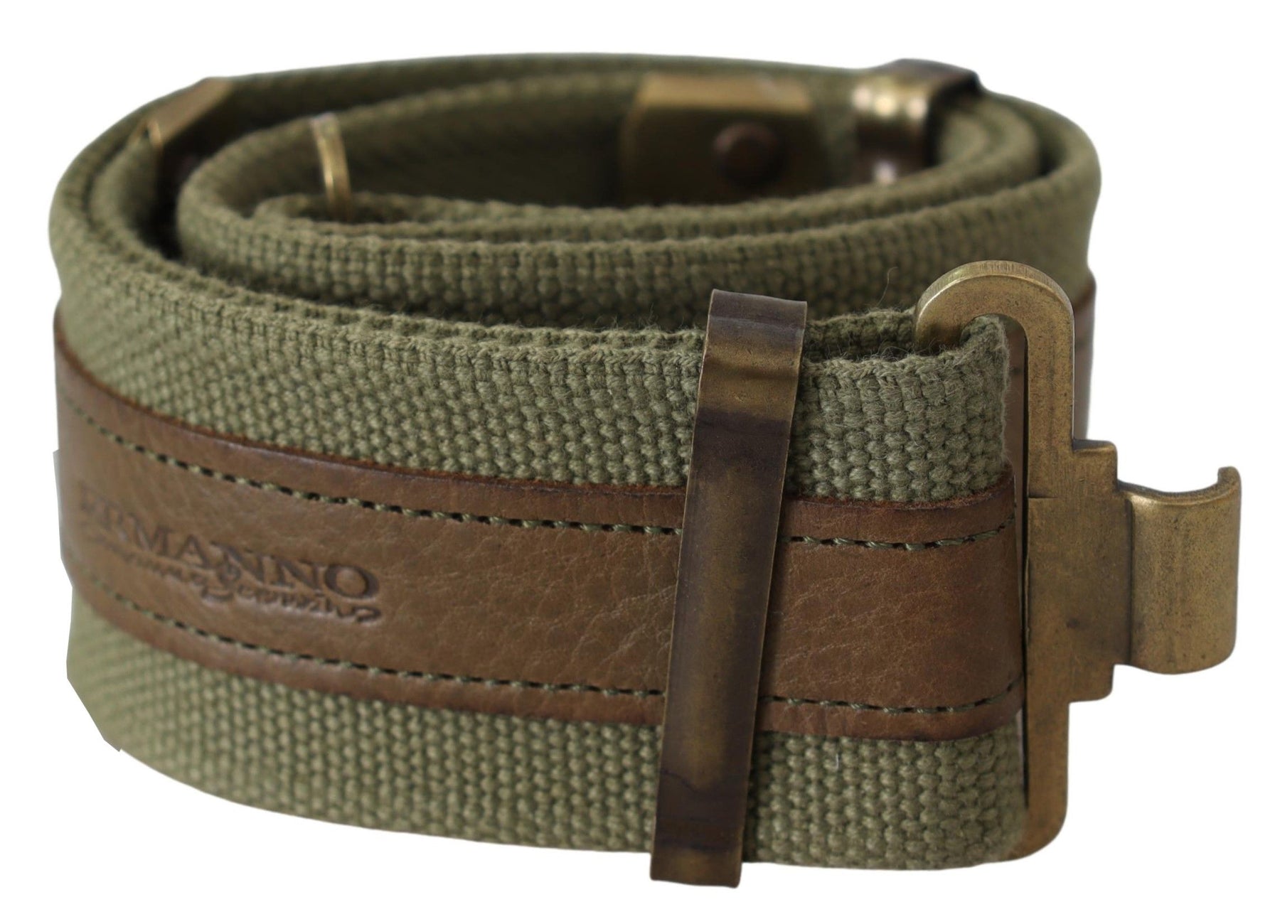 Ermanno Scervino Green Leather Rustic Bronze Buckle Army Belt | Regal Royce