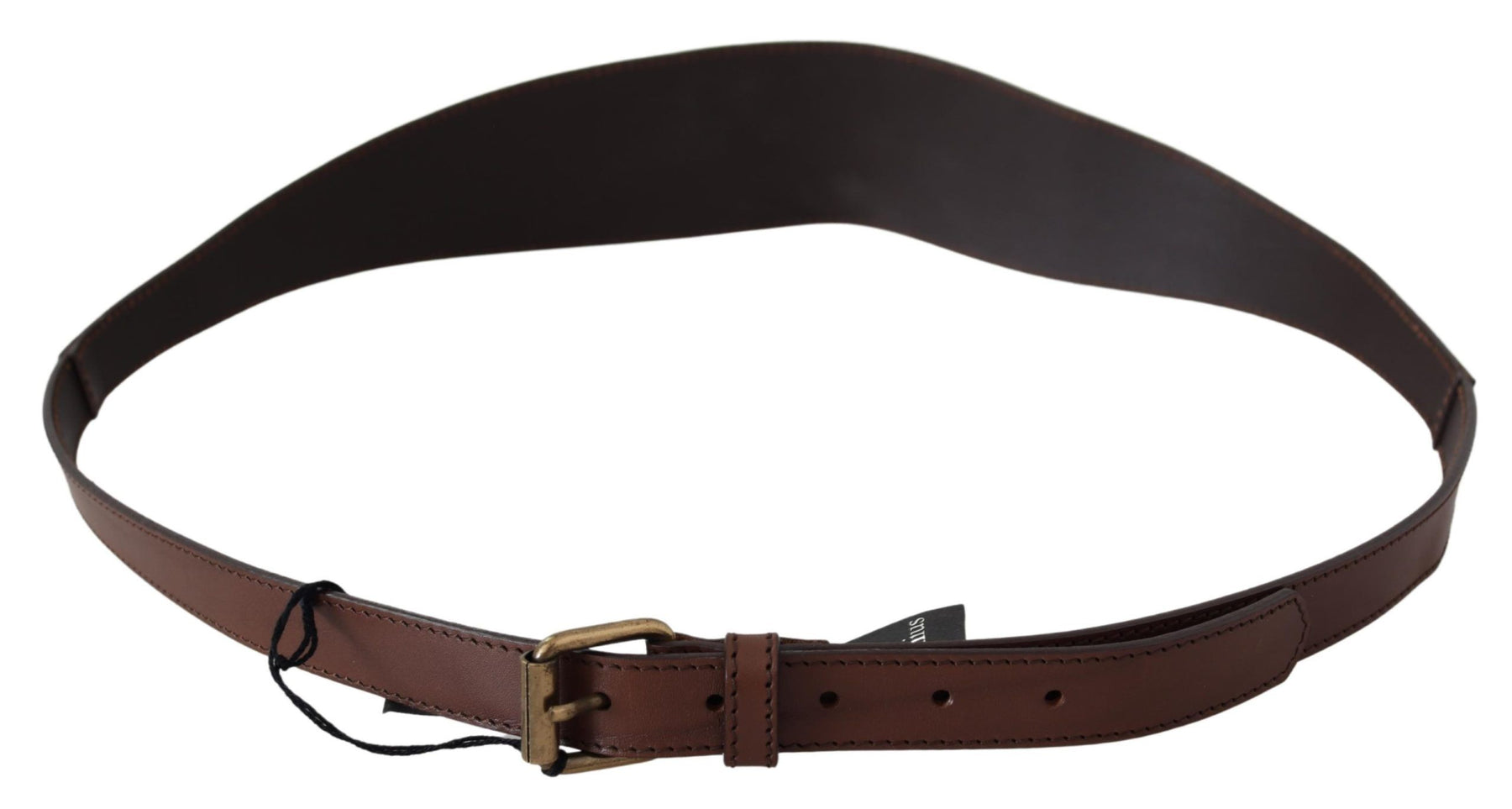 PLEIN SUD Brown Leather Gold Metal Buckle Belt | Regal Royce