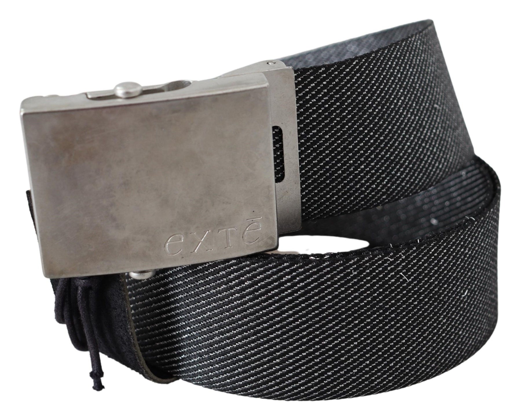 Exte Black Silver Metal Brushed Buckle Waist Belt | Regal Royce