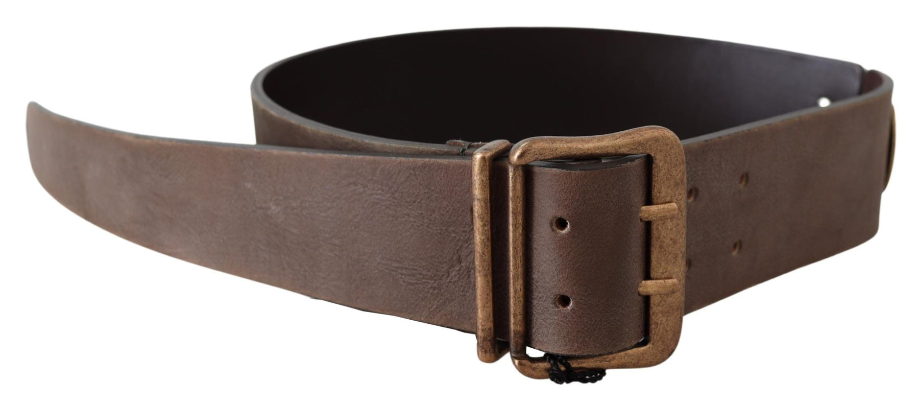 Ermanno Scervino Brown Leather Wide Bronze Buckle Waist Belt | Regal Royce