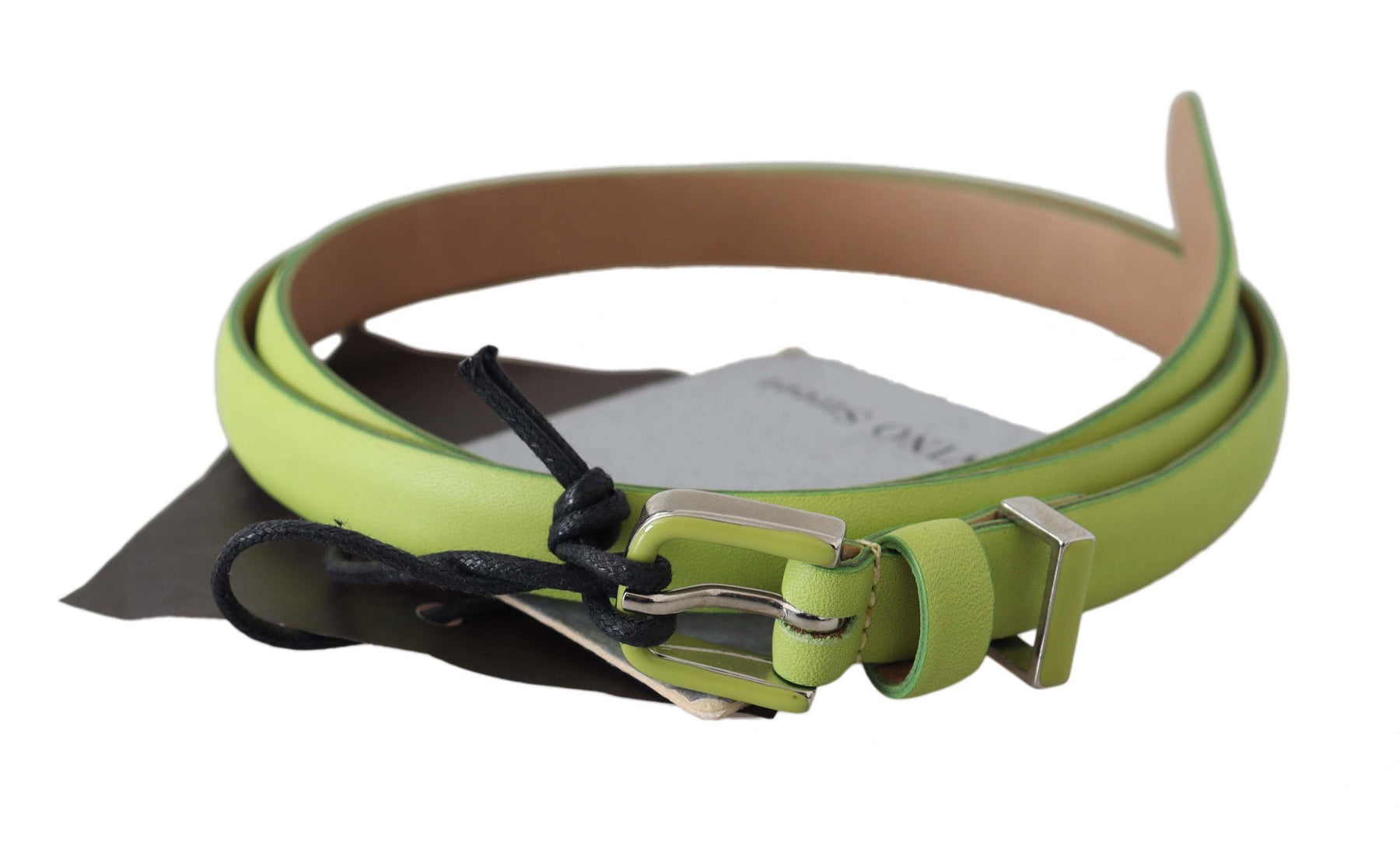 Scervino Street Green Leather Chartreuse Silver Green Buckle Belt | Regal Royce