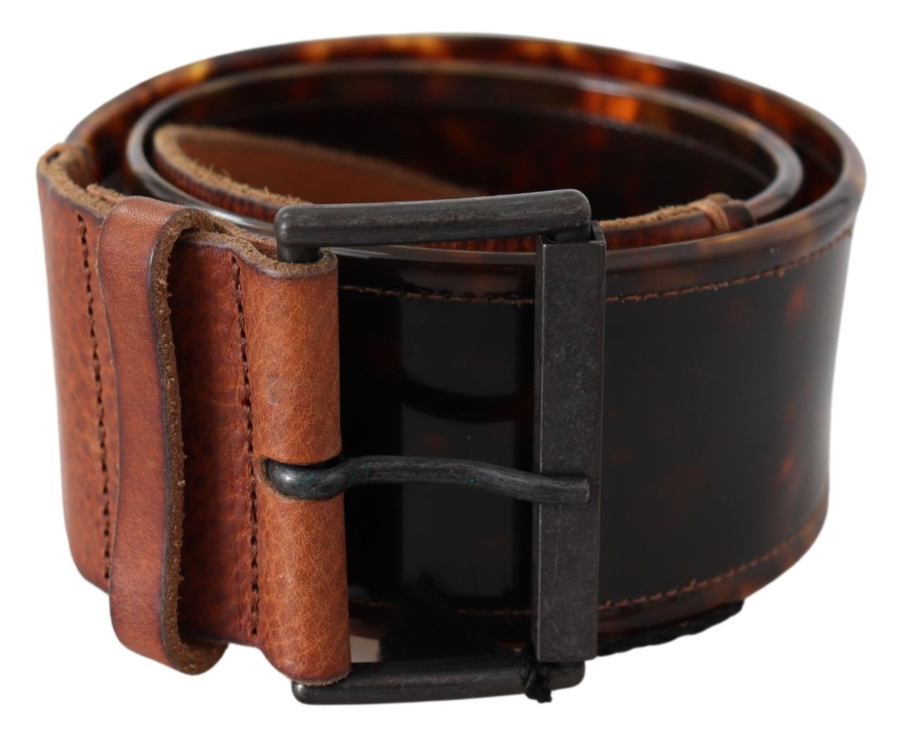 Ermanno Scervino Dark Brown Leather Wide Buckle Belt | Regal Royce