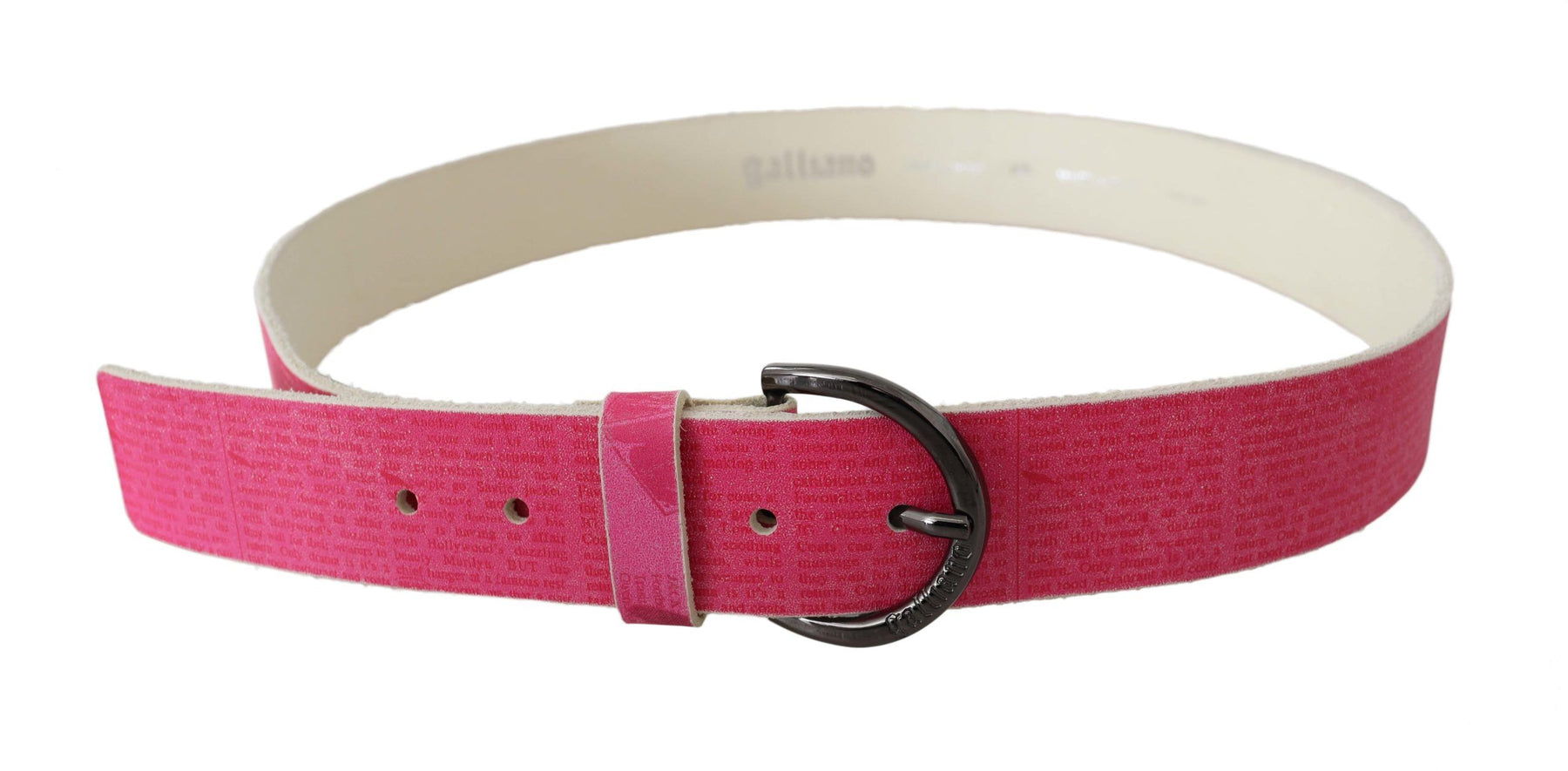 John Galliano Pink Leather Letter Logo Design Round Buckle Belt | Regal Royce