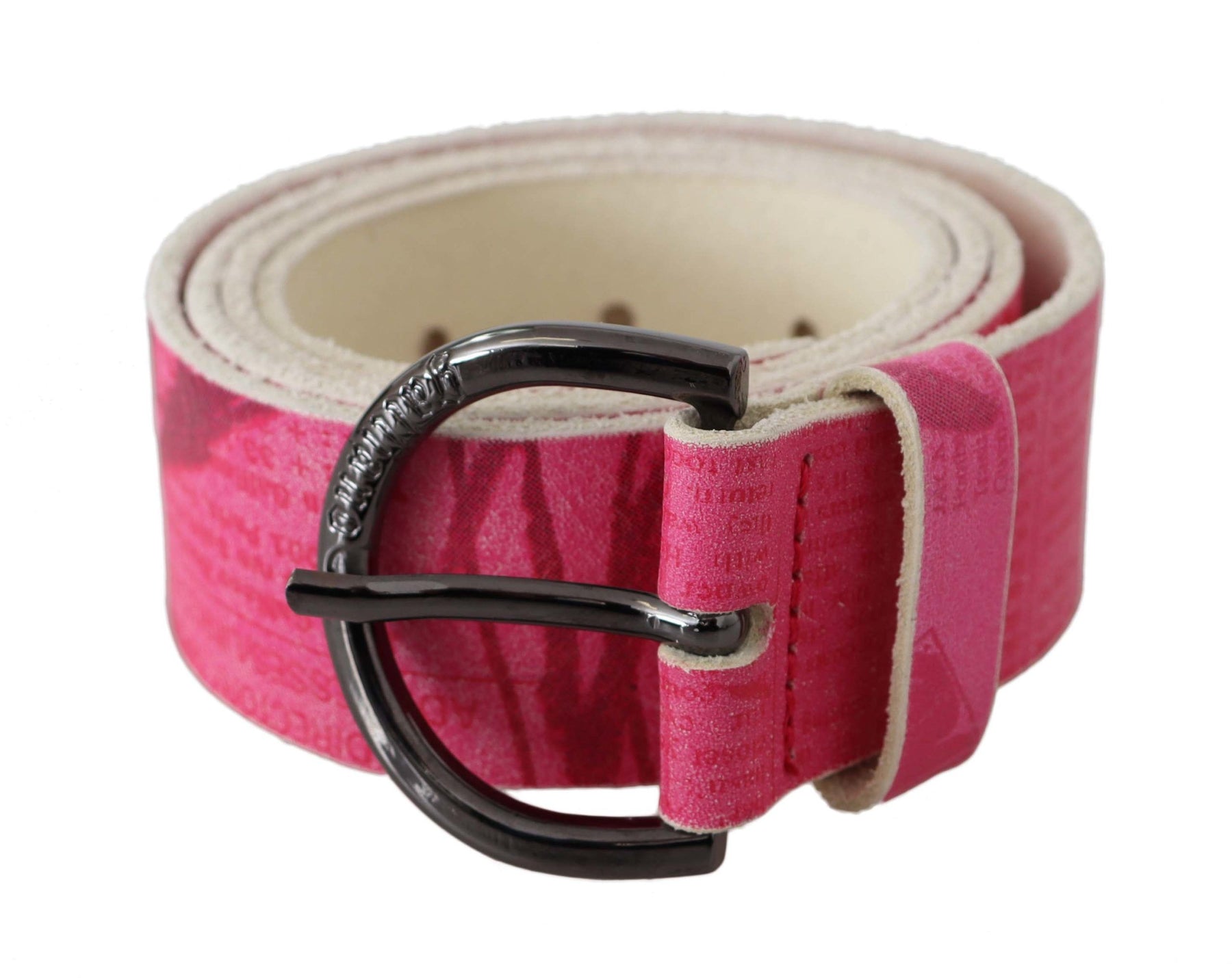 John Galliano Pink Leather Letter Logo Design Round Buckle Belt | Regal Royce