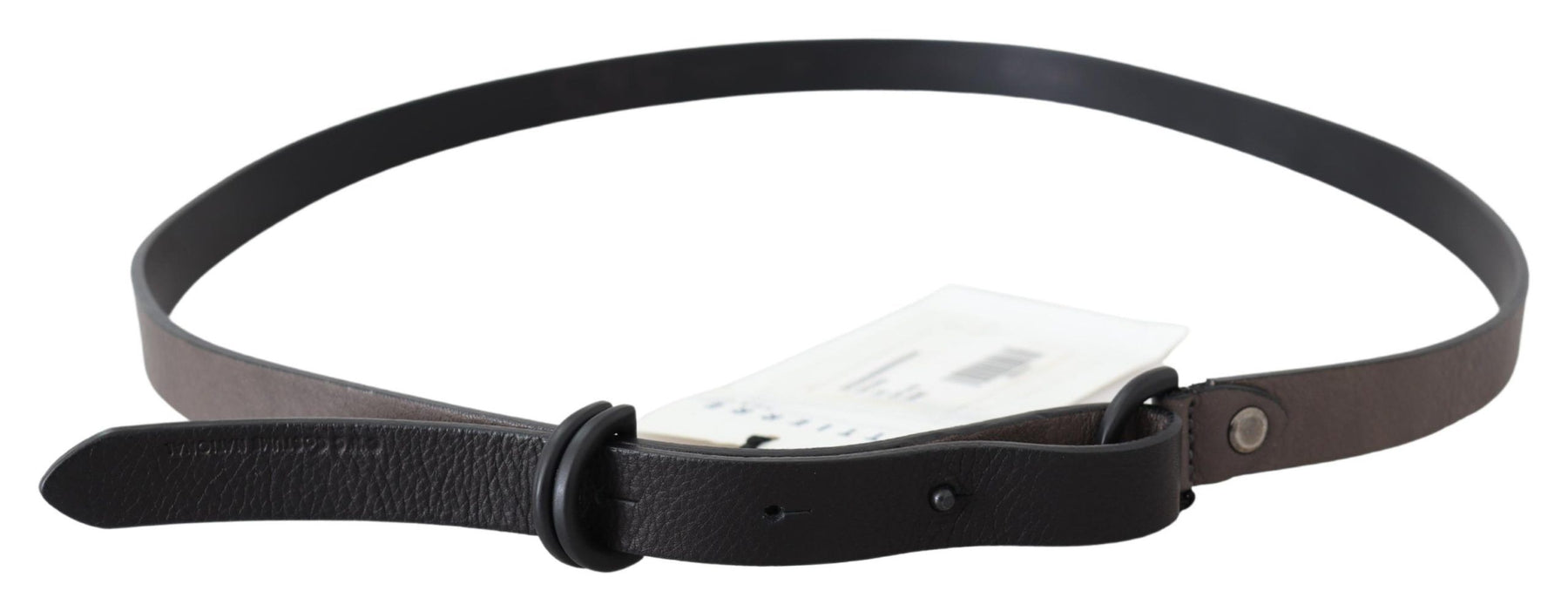 Costume National Brown Leather Skinny Round Buckle Belt | Regal Royce