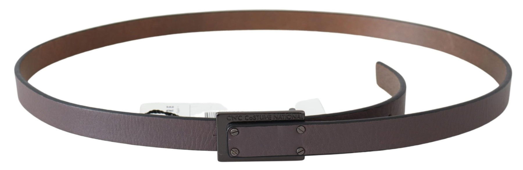 Costume National Brown Leather Tactical Logo Buckle Dark | Regal Royce