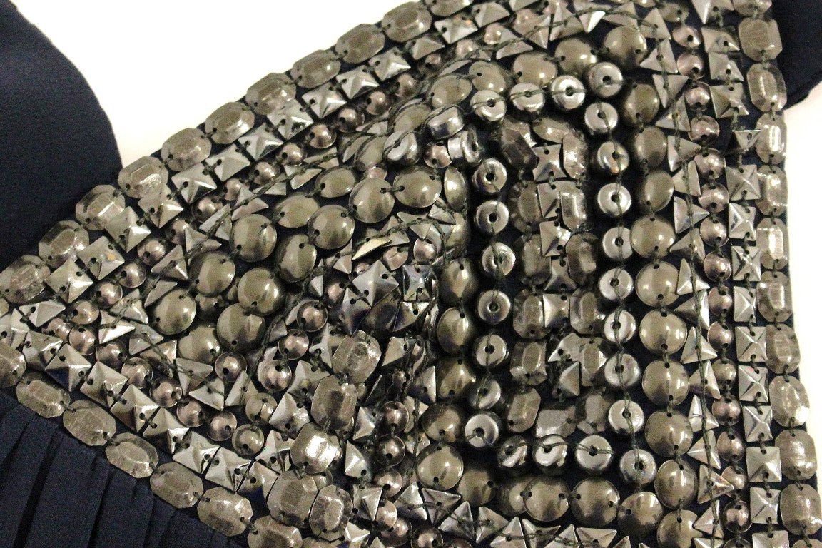 Anaikka Navy Blue Studs Embellished Top Blouse | Regal Royce