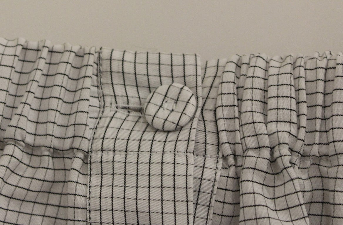 Andrea Incontri White Cotton Checkered Stretch Skirt | Regal Royce