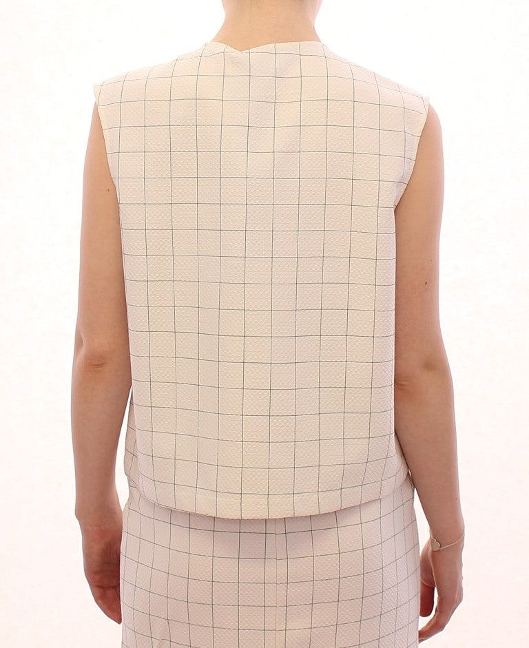 Andrea Incontri White Cotton Checkered Shirt Top | Regal Royce