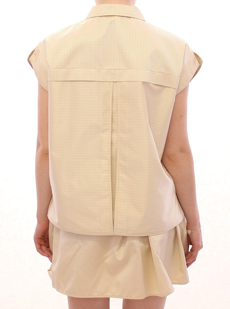 Andrea Incontri Beige Sleeveless Blouse Top | Regal Royce
