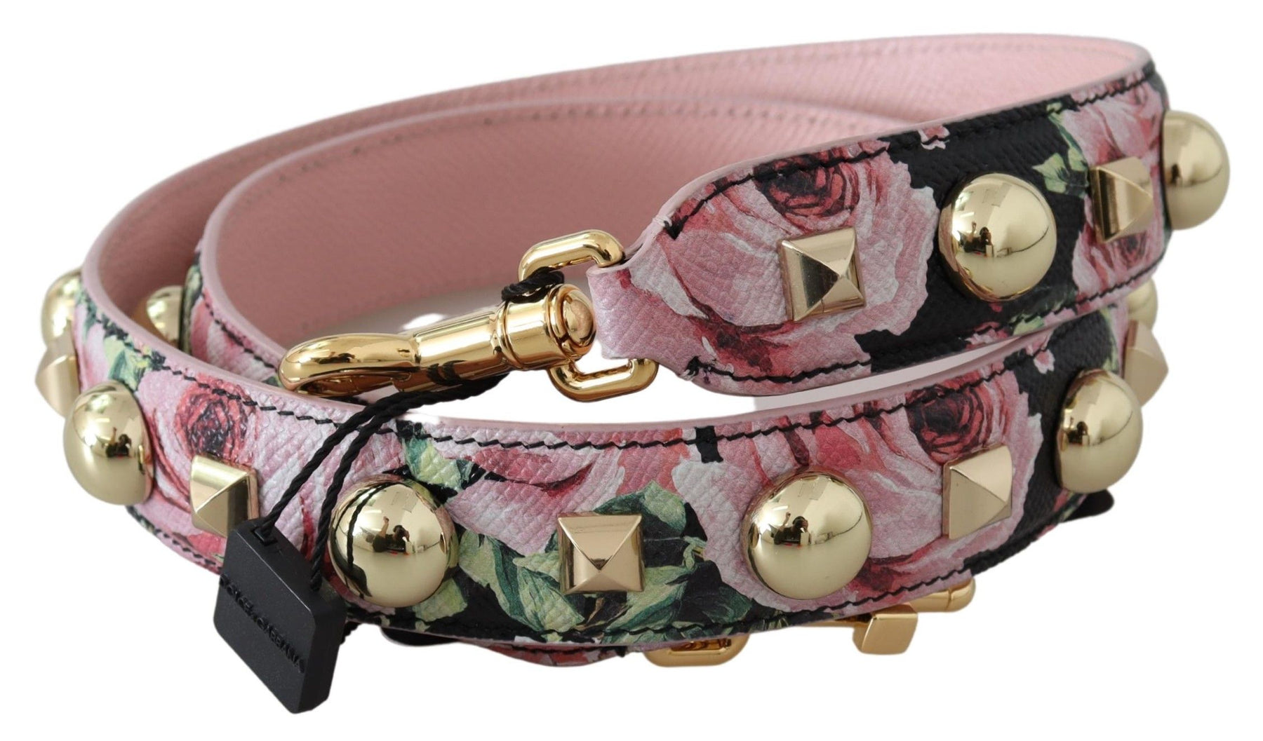 Dolce & Gabbana Pink Floral Gold Studs Bag Accessory Shoulder Strap | Regal Royce