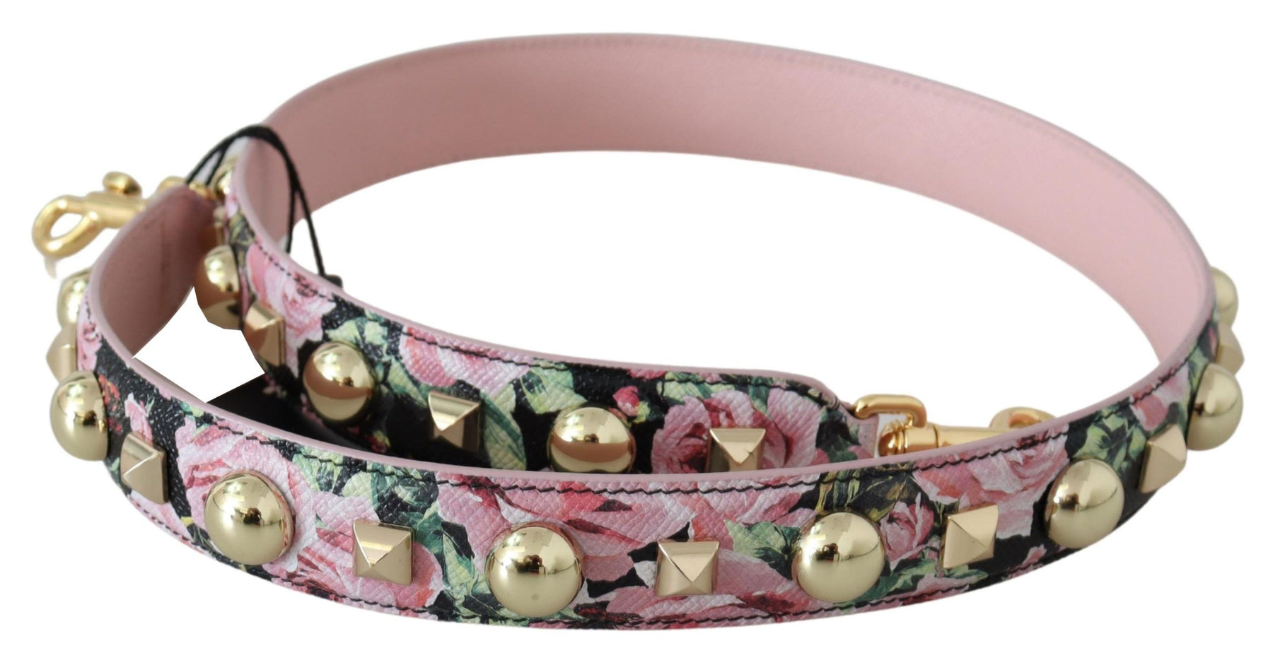 Dolce & Gabbana Pink Floral Gold Studs Bag Accessory Shoulder Strap | Regal Royce