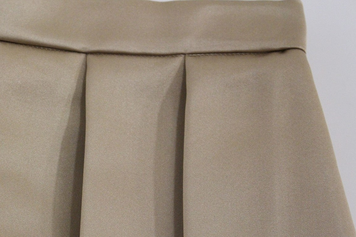 Andrea Incontri Brown Silk Solid Mini Pleated Skirt | Regal Royce