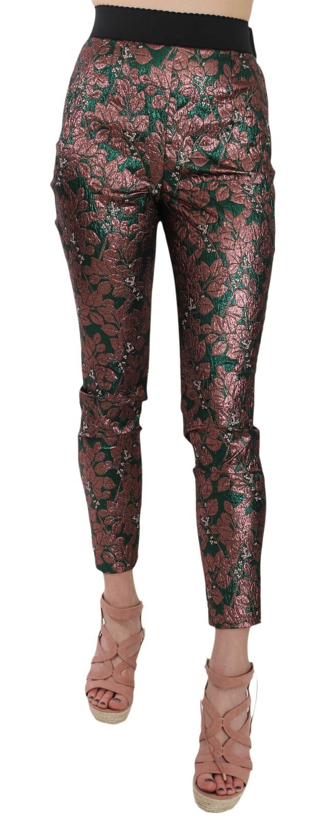 Dolce & Gabbana Multicolor Iridescent Brocade Jacquard Trousers Crop Pants | Regal Royce
