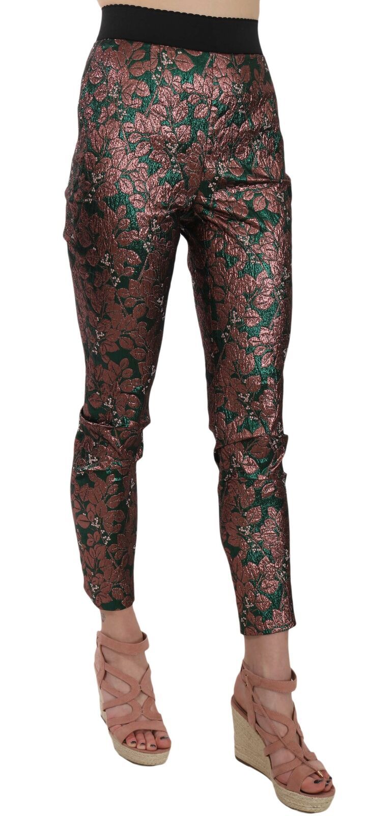 Dolce & Gabbana Multicolor Iridescent Brocade Jacquard Trousers Crop Pants | Regal Royce