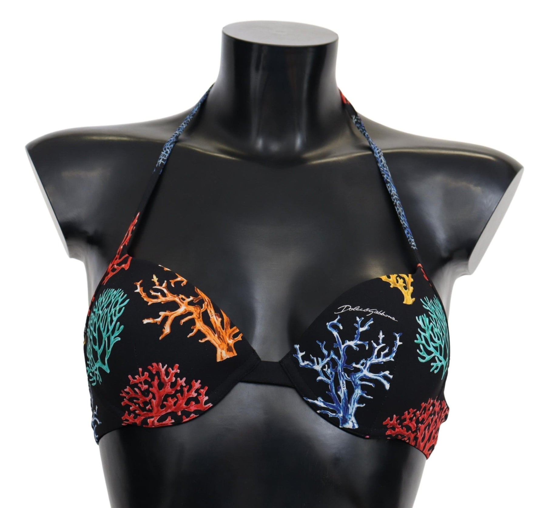 Dolce & Gabbana Black Corals Print Women Beachwear Bikini Tops | Regal Royce