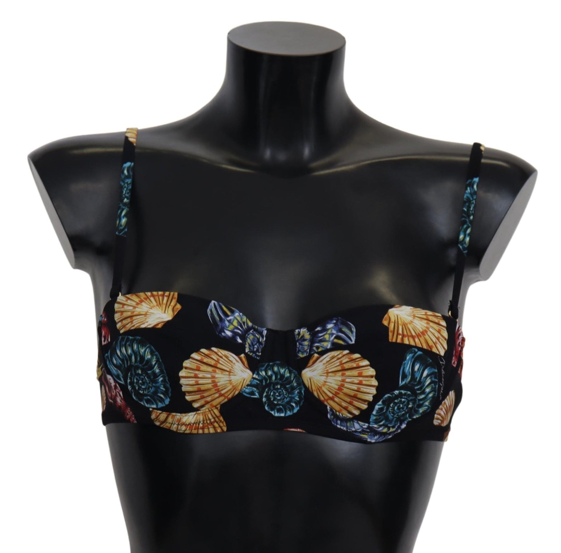 Dolce & Gabbana Black Seashells Print Women Swimwear Bikini Tops | Regal Royce