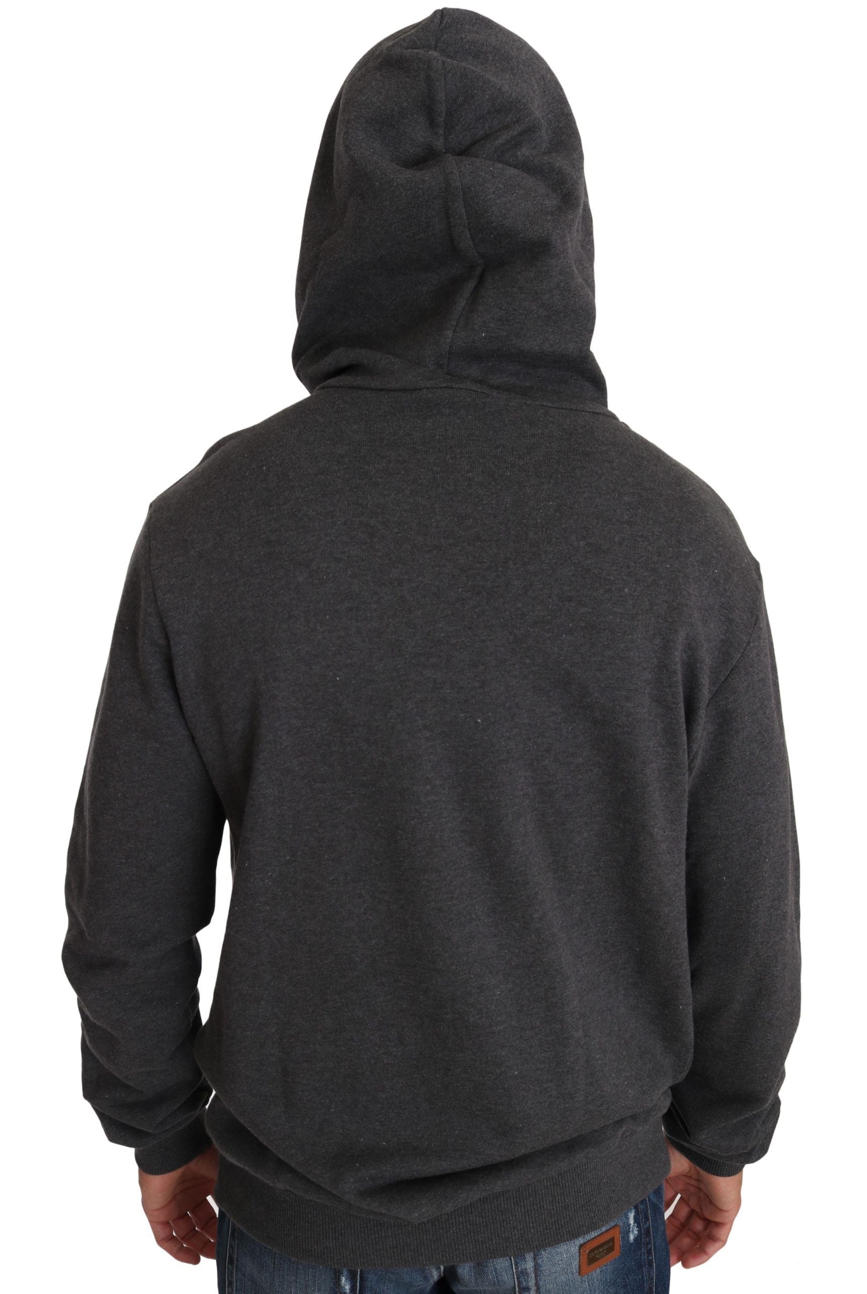 Dolce & Gabbana Gray Hooded Red Crystal Heart Gun Sweater | Regal Royce