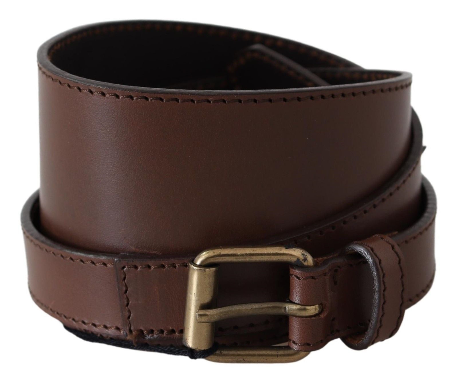 PLEIN SUD Brown Wide Leather Rustic Gold Metal Buckle Dark | Regal Royce