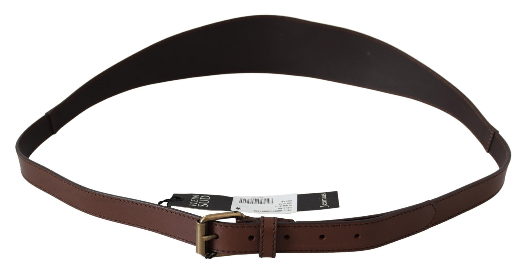 PLEIN SUD Brown Wide Leather Rustic Gold Metal Buckle Dark | Regal Royce