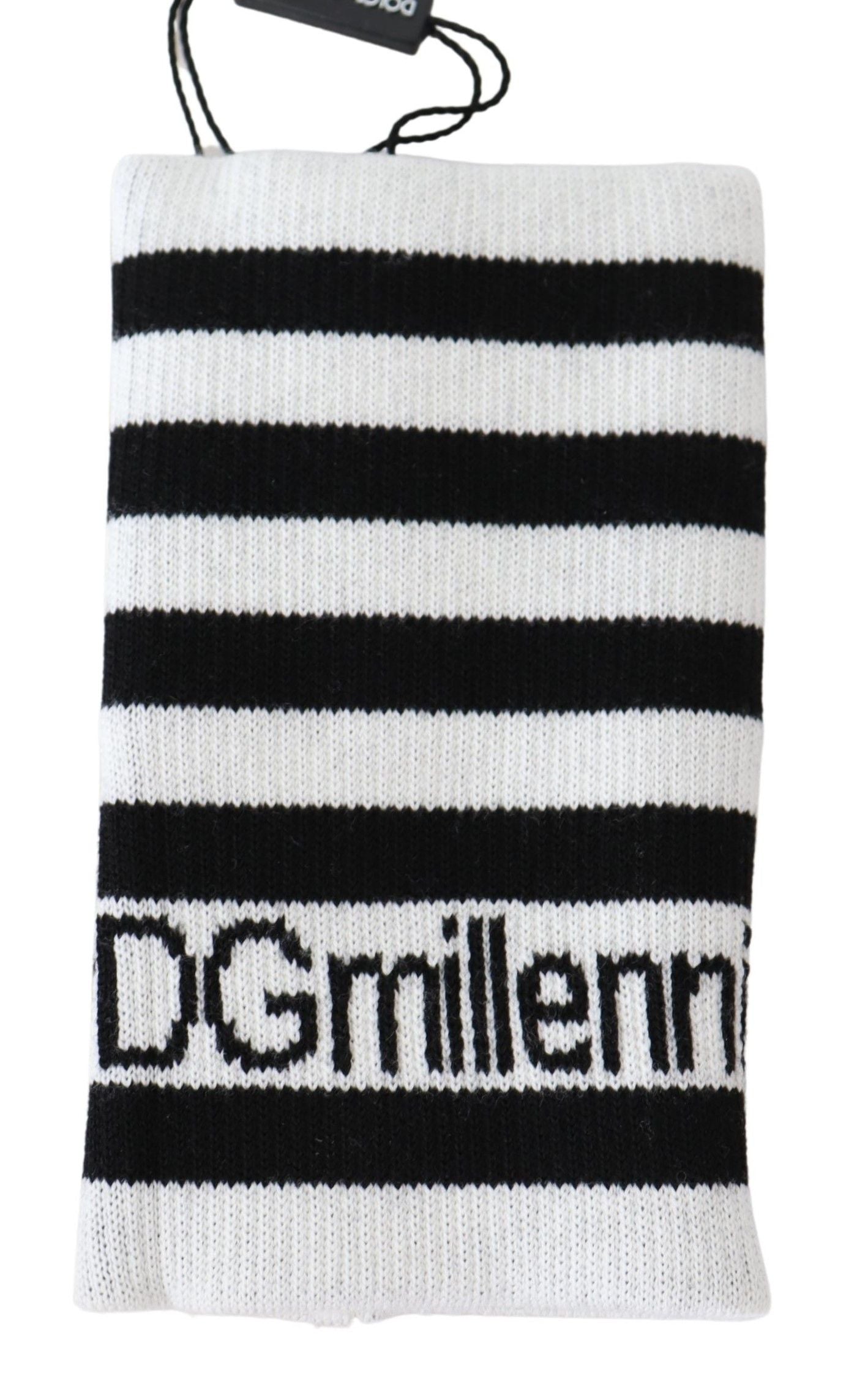Dolce & Gabbana Black White Wool DGMillennials Wristband Wrap | Regal Royce