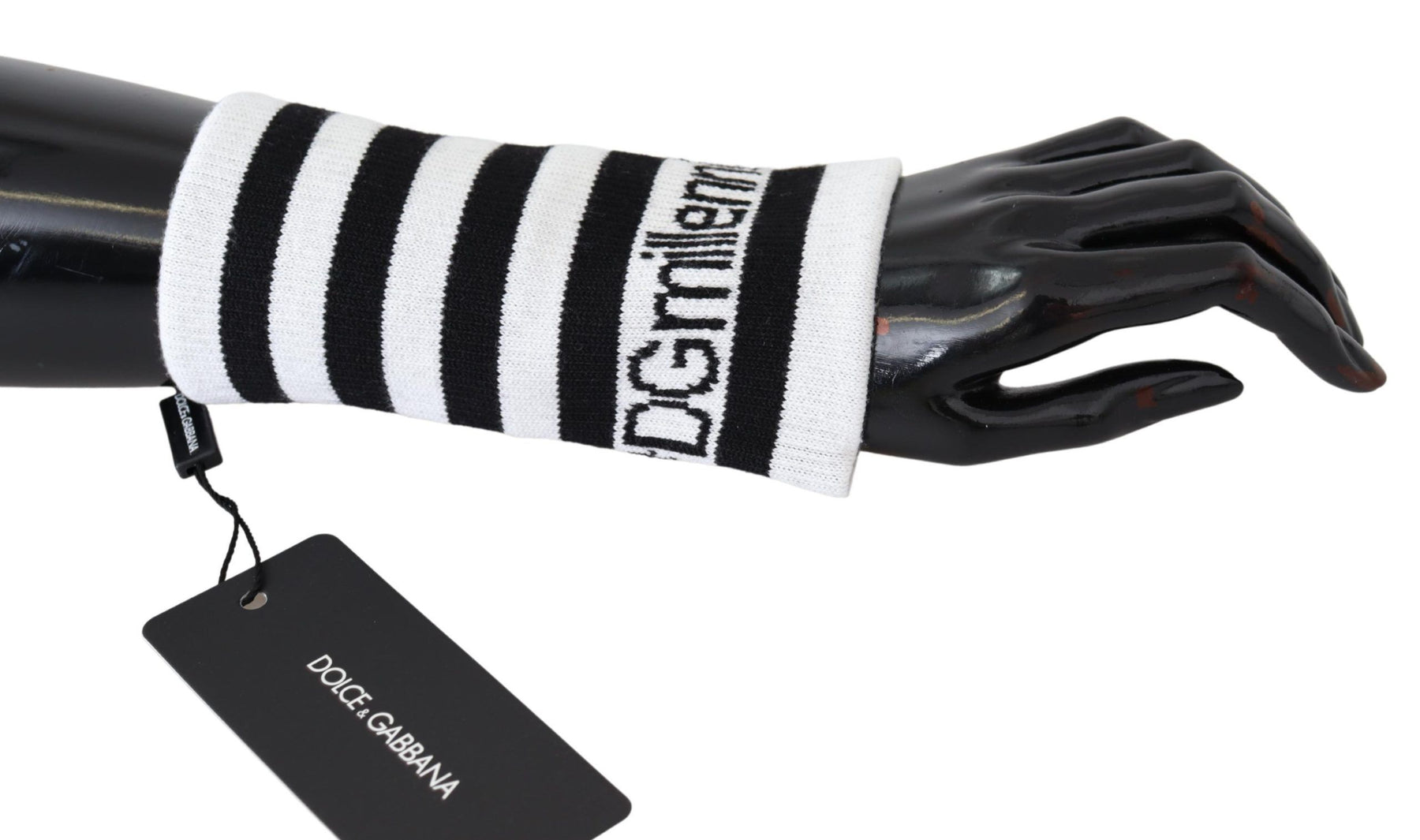 Dolce & Gabbana Black White Wool DGMillennials Wristband Wrap | Regal Royce